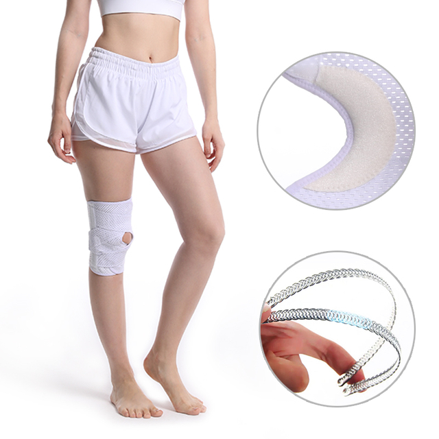 Support de genou ouvert multi-taille respirant avec enveloppe de genou réglable