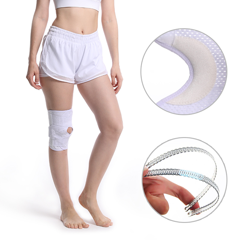 Support de genou ouvert multi-taille respirant avec enveloppe de genou réglable