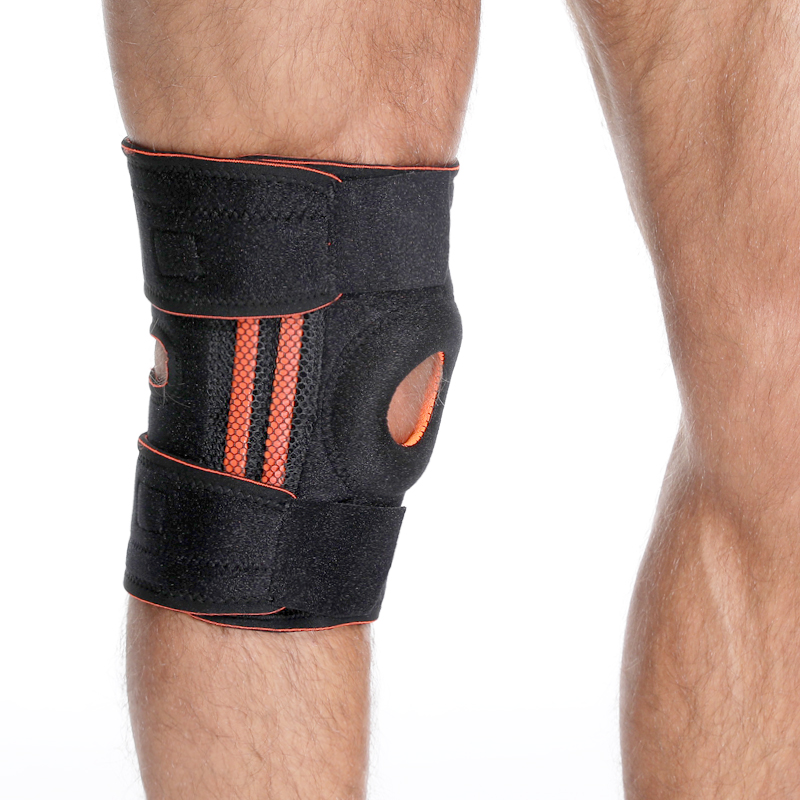 PALE PALELL PAD SOUTIEN OUVERT DES KNEE avec stabilisateurs de ressort latéral ， Stractures Velcro réglables