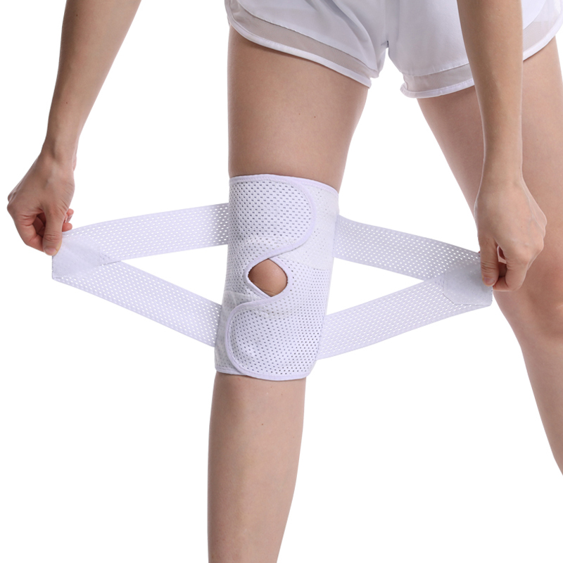 Support de genou ouvert multi-taille respirant avec enveloppe de genou réglable