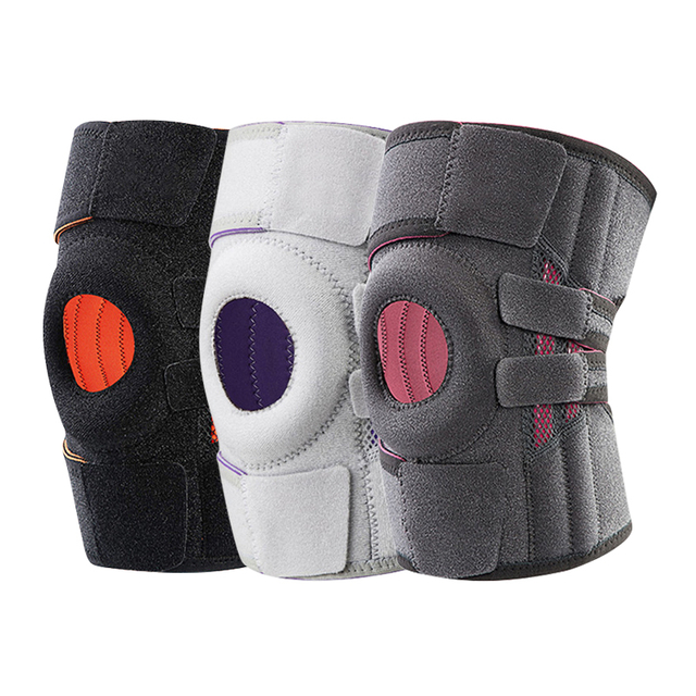 PALE PALELL PAD SOUTIEN OUVERT DES KNEE avec stabilisateurs de ressort latéral ， Stractures Velcro réglables