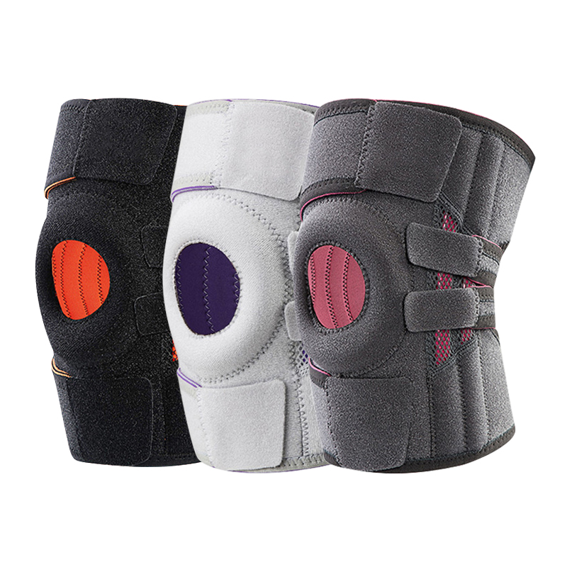 PALE PALELL PAD SOUTIEN OUVERT DES KNEE avec stabilisateurs de ressort latéral ， Stractures Velcro réglables