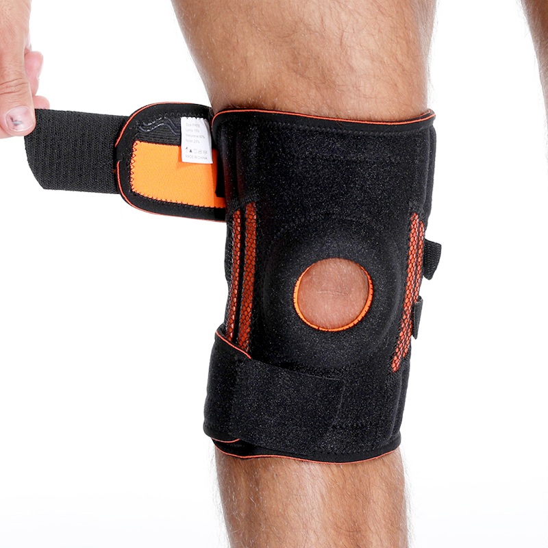 PALE PALELL PAD SOUTIEN OUVERT DES KNEE avec stabilisateurs de ressort latéral ， Stractures Velcro réglables