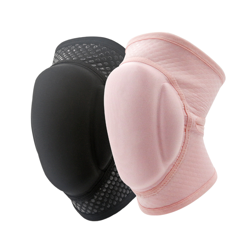 Tampon de genou de danse rose / noire avec gardien de genou de poche avec tampon à éponge épais