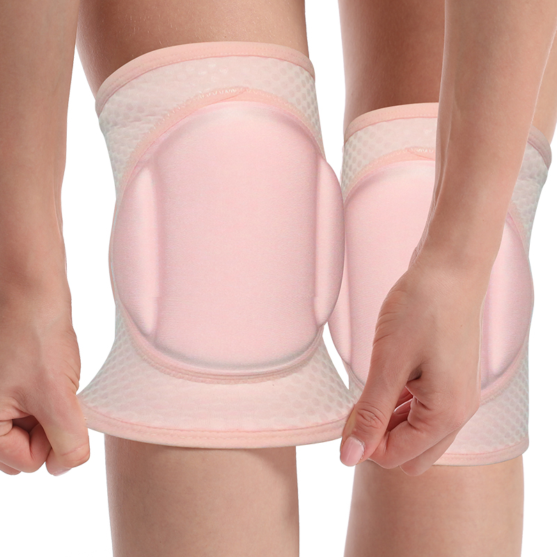 Tampon de genou de danse rose / noire avec gardien de genou de poche avec tampon à éponge épais