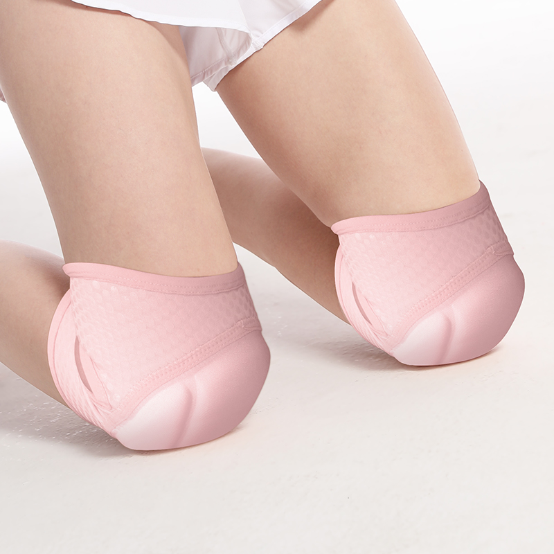 Tampon de genou de danse rose / noire avec gardien de genou de poche avec tampon à éponge épais