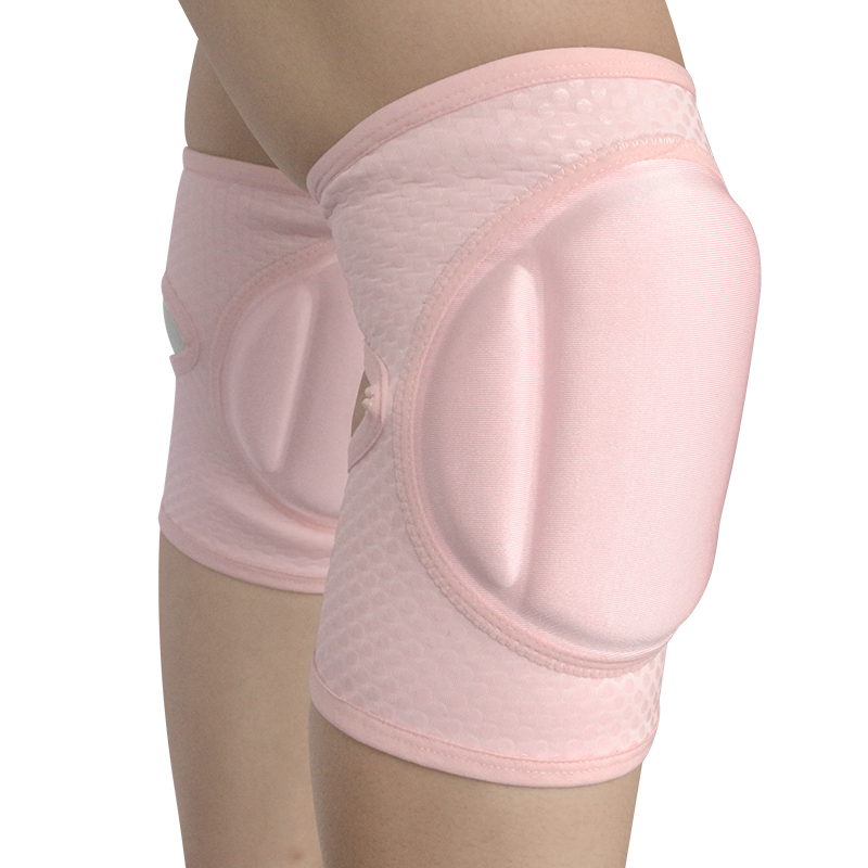 Tampon de genou de danse rose / noire avec gardien de genou de poche avec tampon à éponge épais